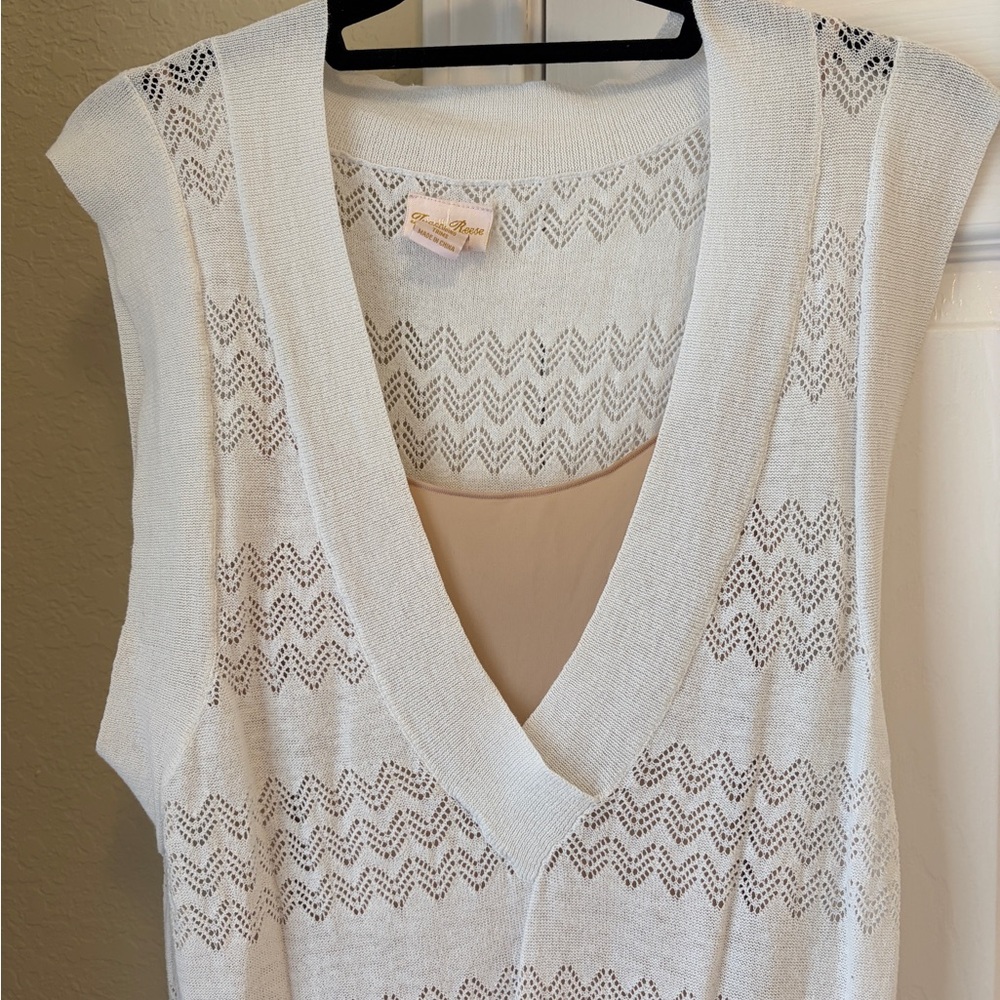 Airy and Fem Ivory Crochet Sleeveless Tunic or Minidress (slip not included)